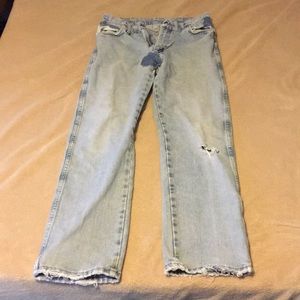 (3) Wrangler 13MWZ Patched/Rip Work Jeans 32x32